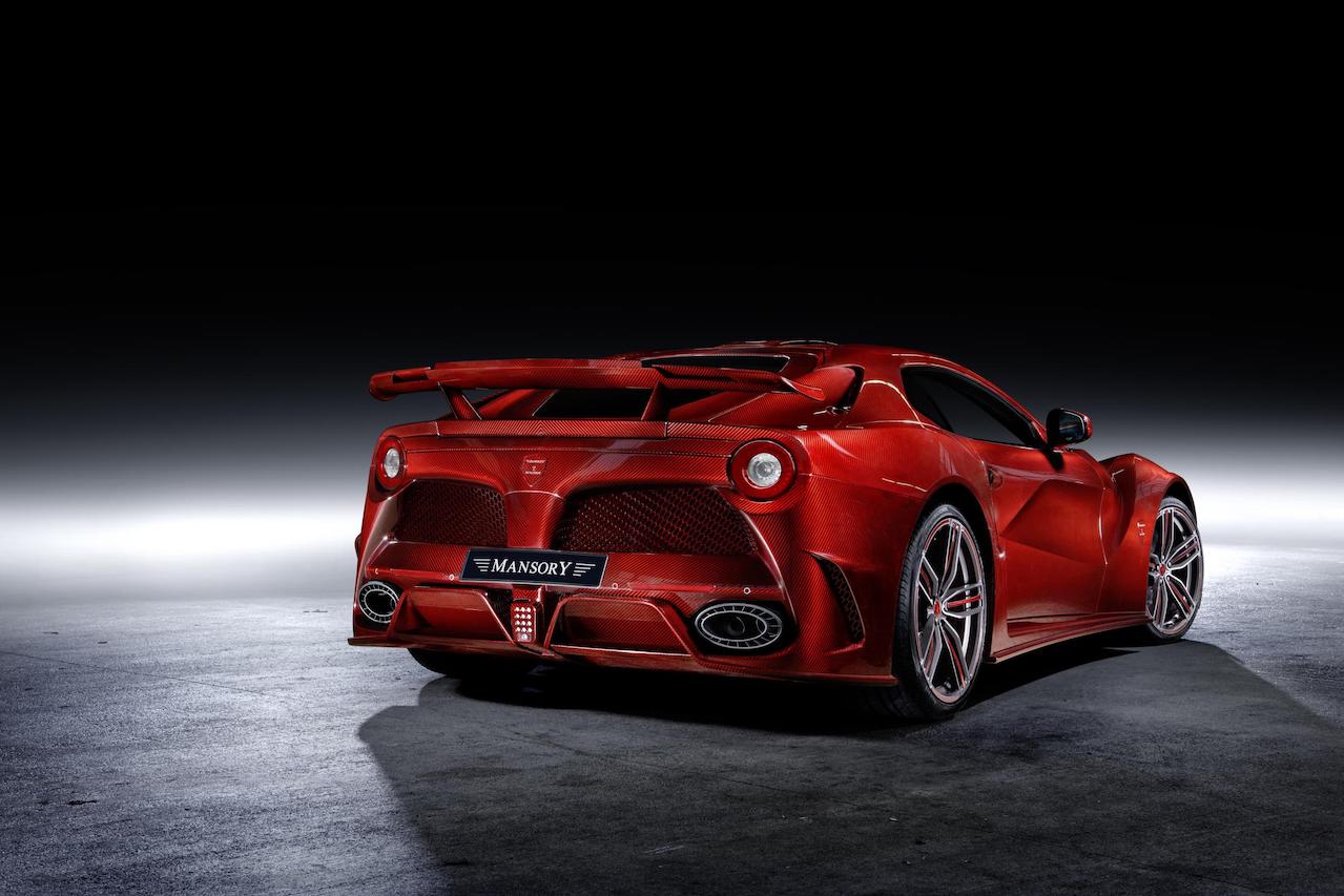 mansory ferrari f12 la revoluzione red carbon fiber rear bumper trunk wing wide body