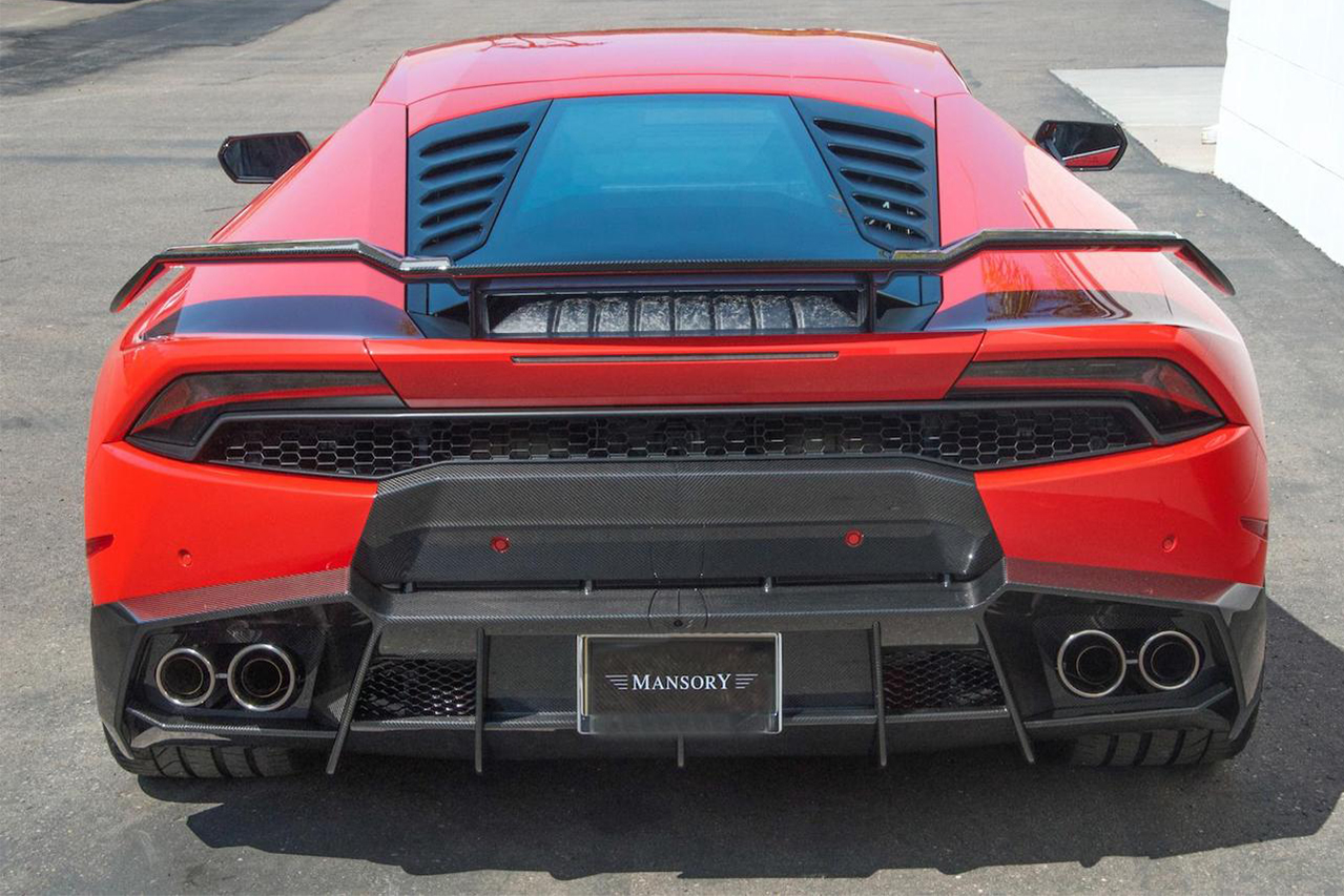 mansory lamborghini huracan body kit carbon fiber rear bumper diffuser exhaust system trunk wing spoiler
