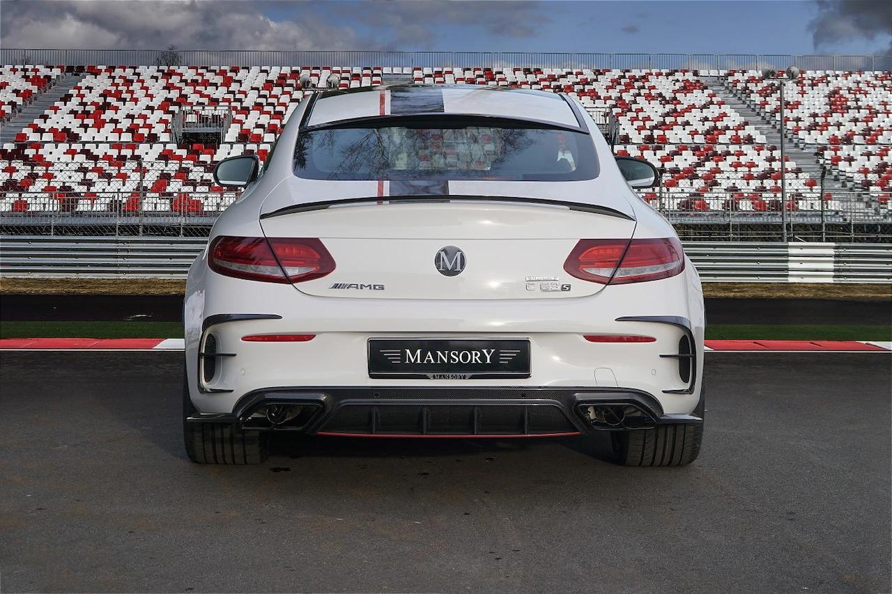 mansory mercedes benz c63 body kit carbon fiber rear bumper diffuser outtake exhaust system tip trunk wing spoiler roof wing