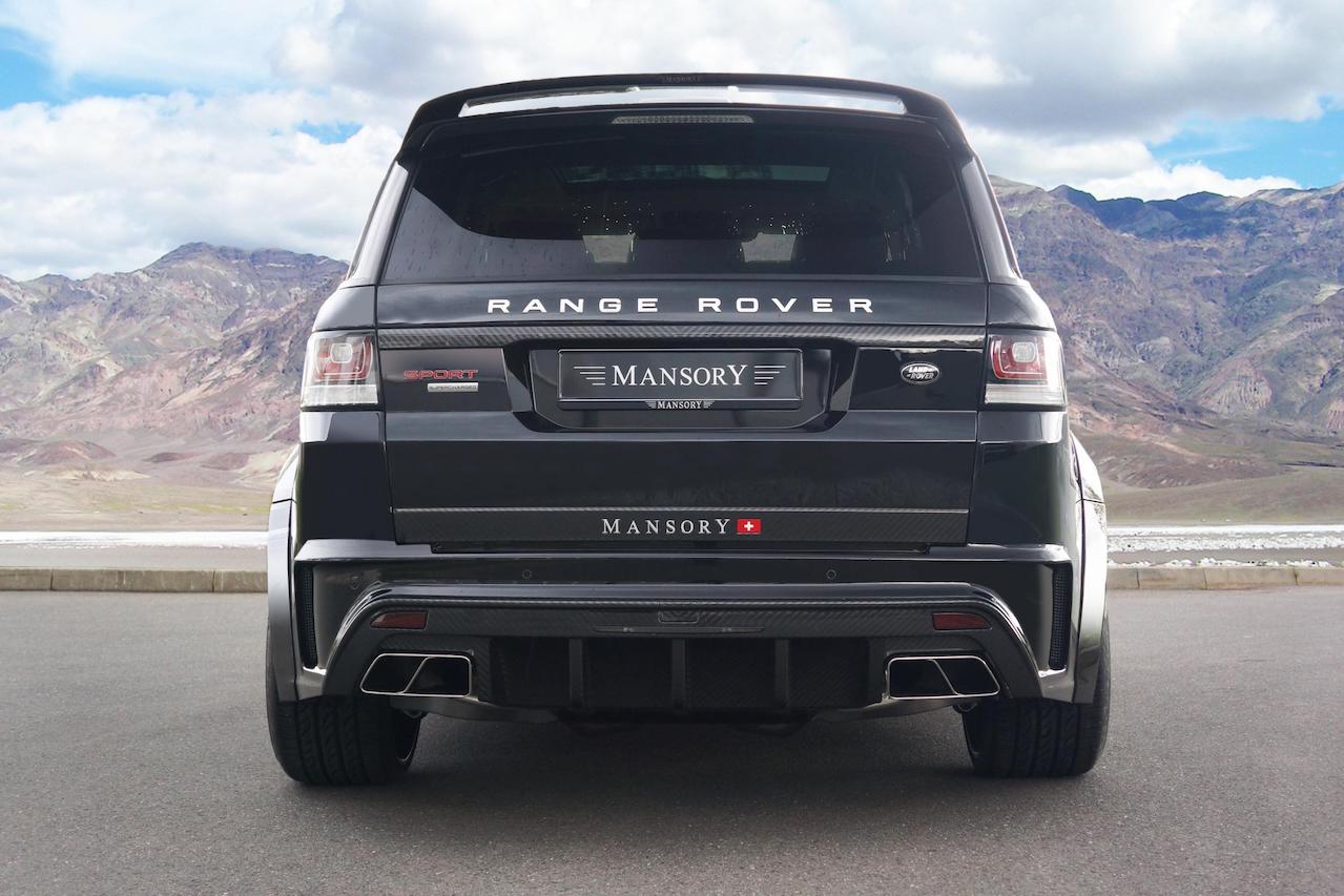 mansory range rover sport wide body kit I carbon fiber rear bumper diffuser exhaust system tip roof spoiler wing