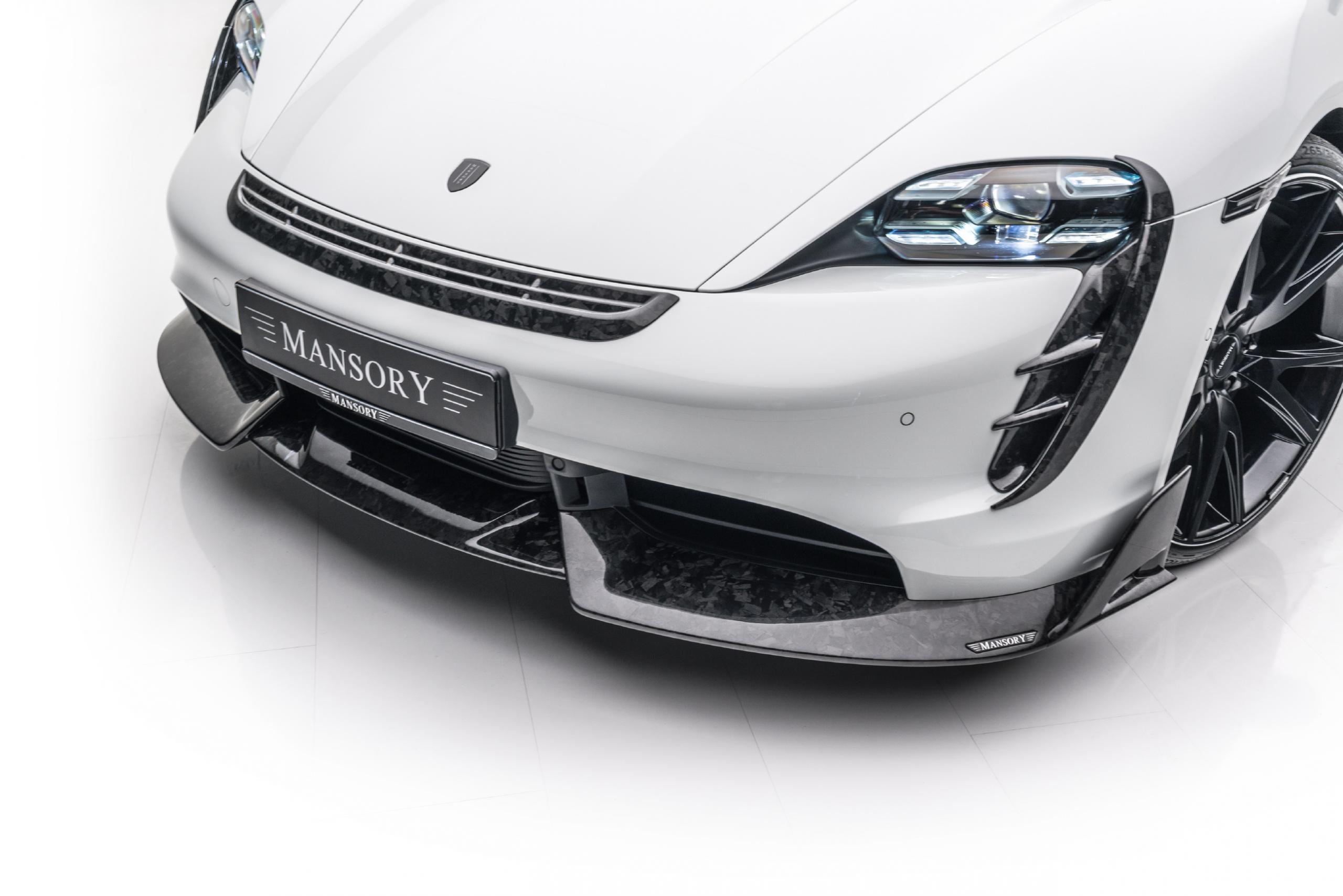 mansory porsche taycan carbon fiber body kit front lip spoiler 2020 2021